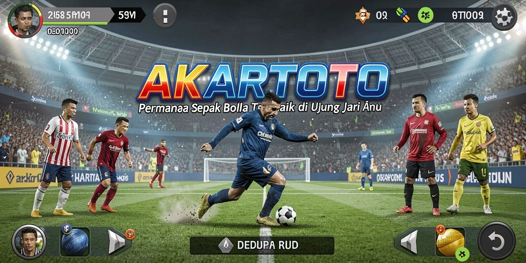 Gambar menunjukkan aksi gameplay sepak bola di AKARTOTO.