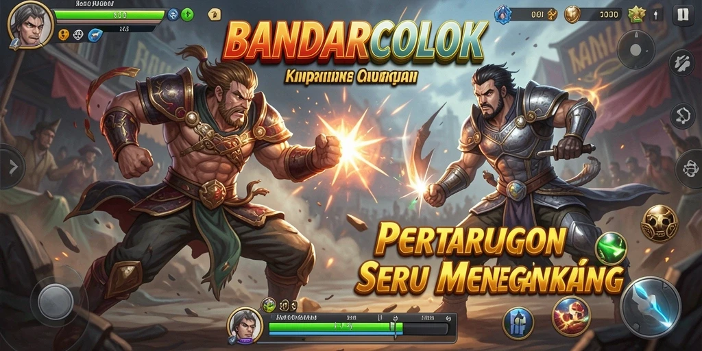 Tampilan gameplay penuh aksi di BANDARCOLOK dengan pertarungan yang intens.