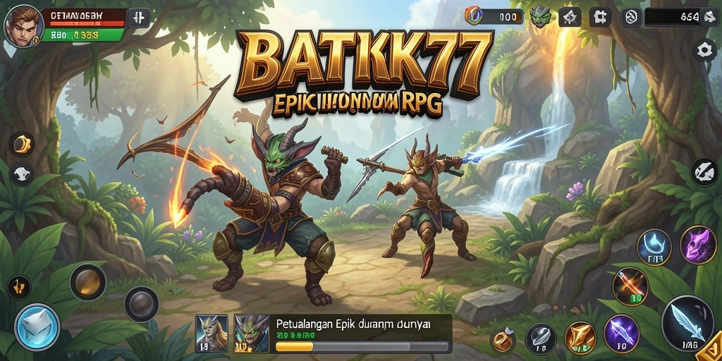 Tangkapan layar menampilkan aksi seru dalam dunia RPG BATIK77.