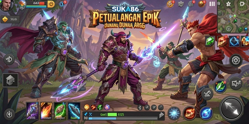 Tampilan gameplay SUKA86 yang menegangkan di dunia fantasi.